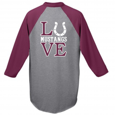 Unity Baseball Jersey with "LUVE" and Mustangs